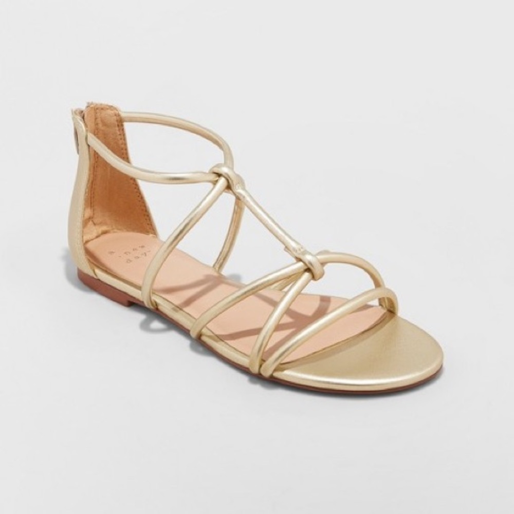 Gold Metallic Strappy Gladiator Samina Sandals